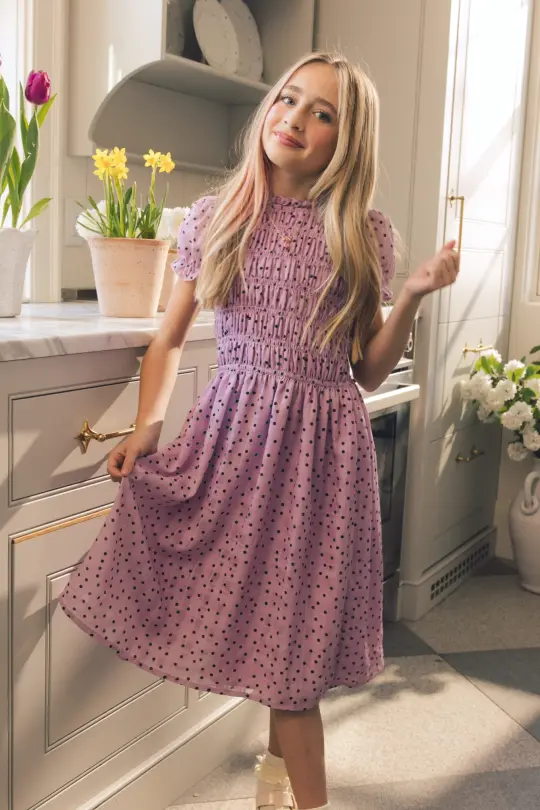 Mini Marcell Dress in Purple Polka Dot