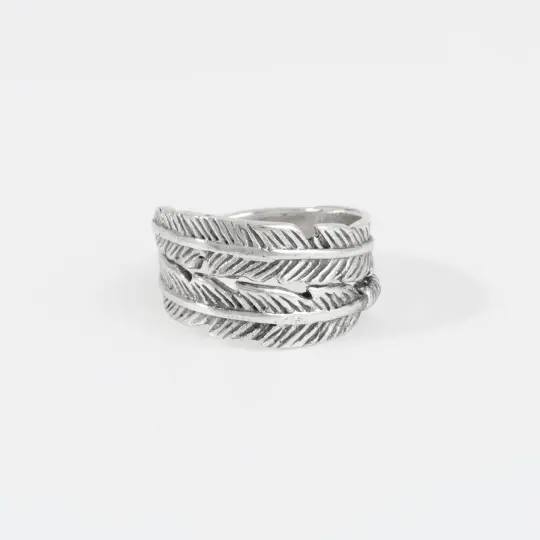 Sterling Silver Two Feather Ring