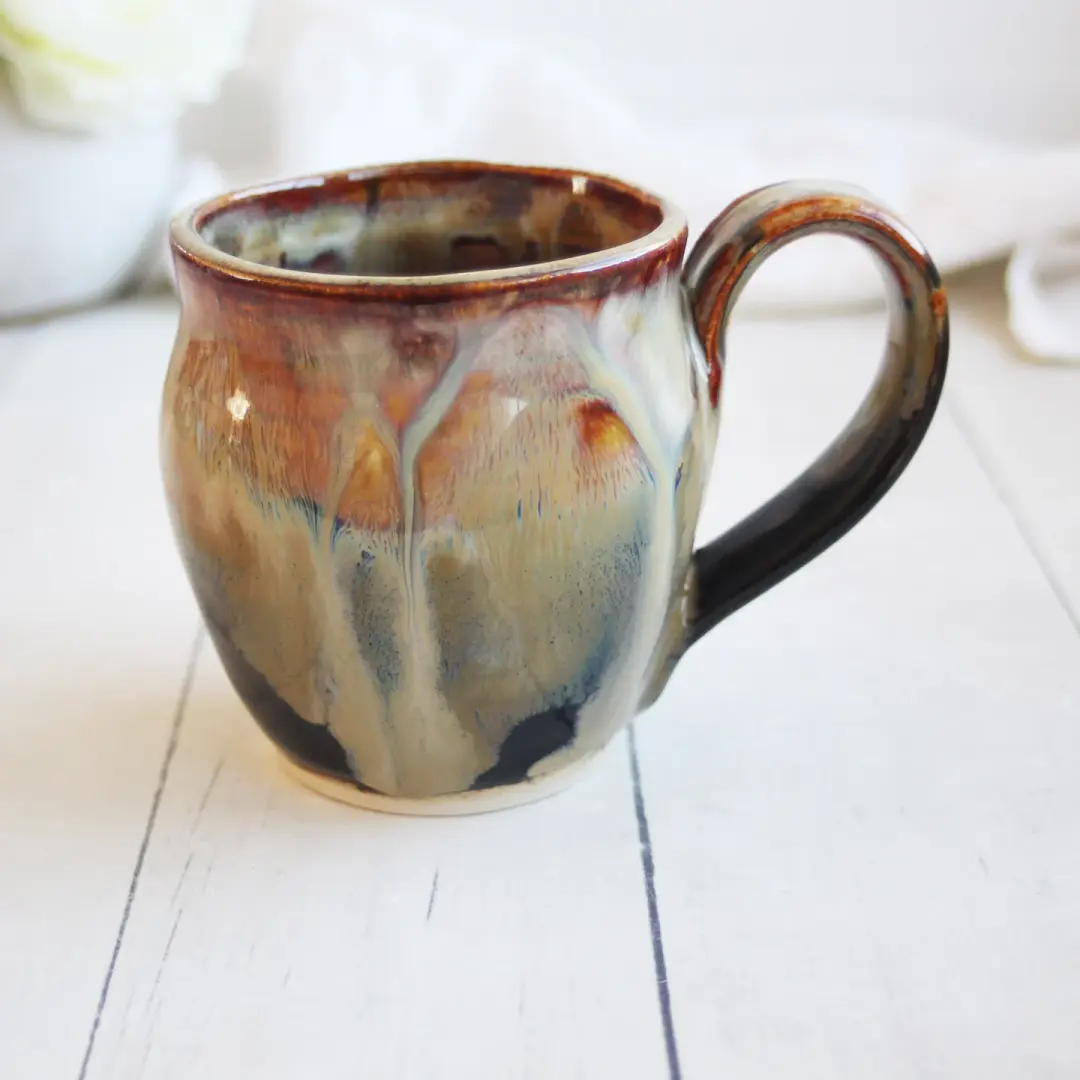 Earthy Brown Mug, 12 Ounce Handcrafted Pottery Mug, Made in USA