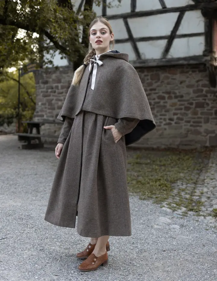 Cape 'Annie' en laine bois flotté