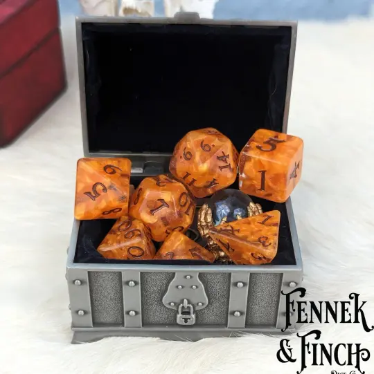Pumpkin Pie Dice Set – 7-Piece Orange Brown Autumn DnD Dice