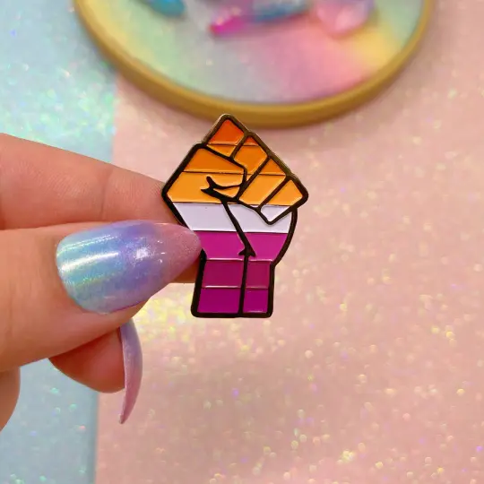 Lesbian Pride Orange & Pink Enamel Pin