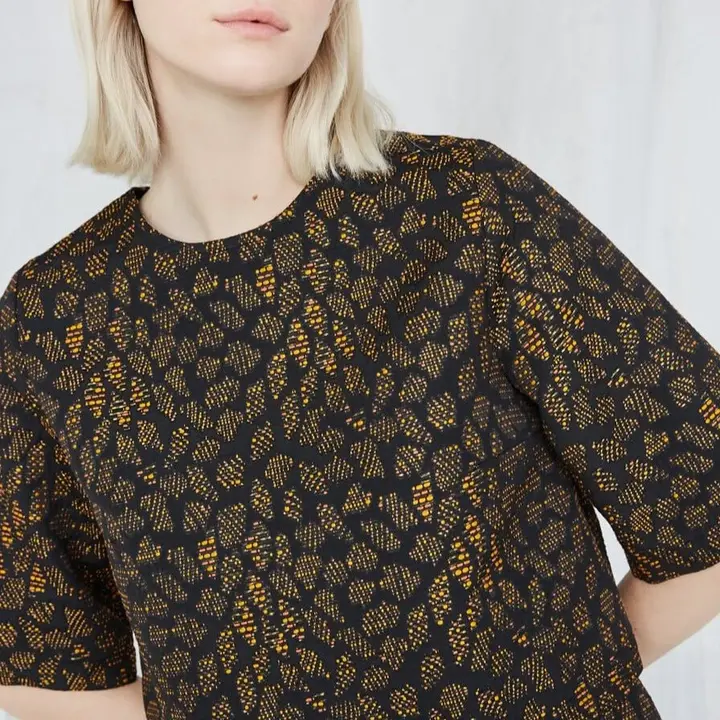 Night Bird Top in Orange Jacquard