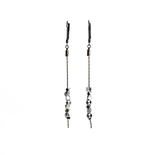 Faceted Bead Earrings - Silver Plated