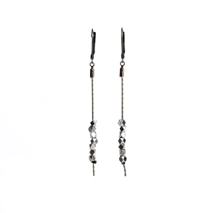 Faceted Bead Earrings - Silver Plated