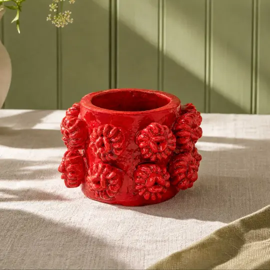 Barro Vidriado Flor Votive Holder