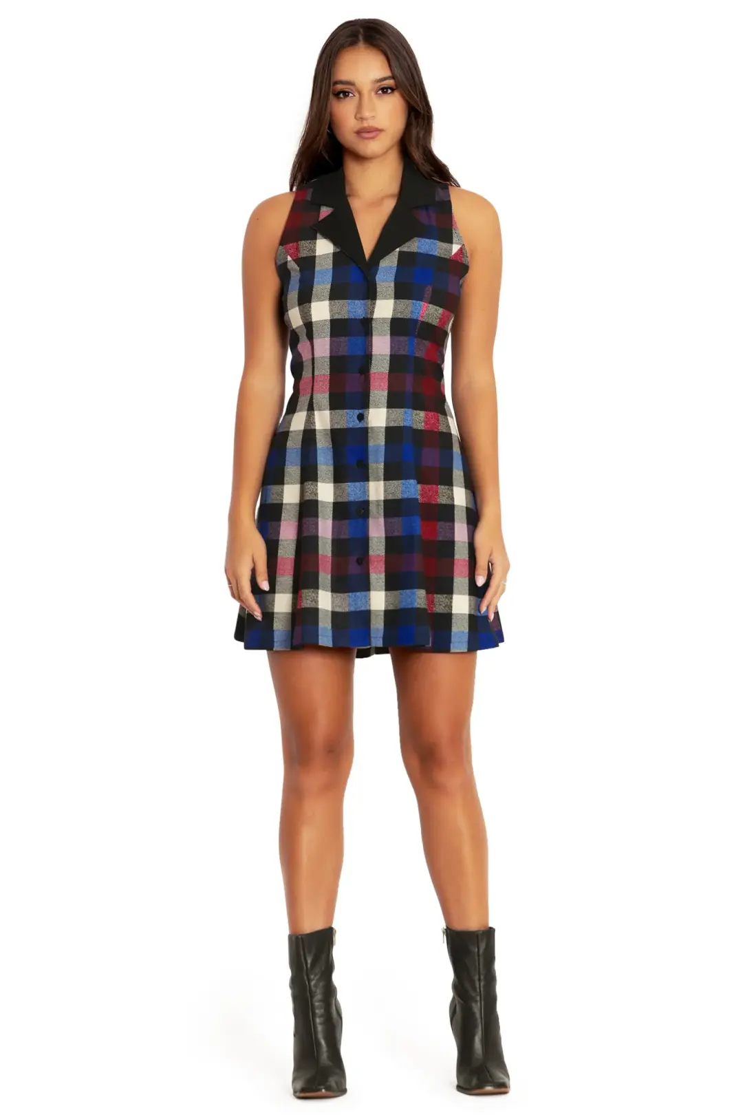 Tartan Static Corset Back Shirt Dress