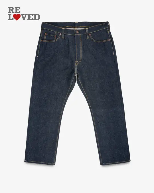 21/23oz Ultra Heavy Raw Selvedge Denim Medium/High Rise Tapered Cut Jeans - Indigo (IH-888S-UHR) Tag 38, Hemmed to 28.5"