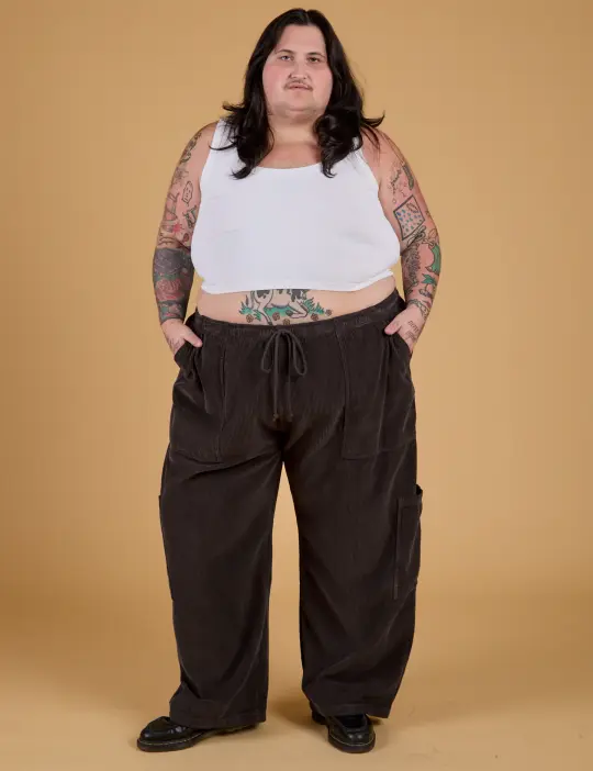 Corduroy Drop Pocket Cargo Pants - Espresso Brown *FINAL SALE*