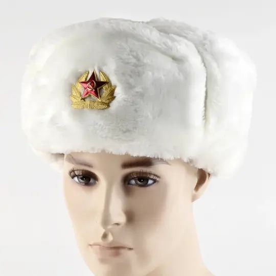 White Russian Shapka Ushanka Hat