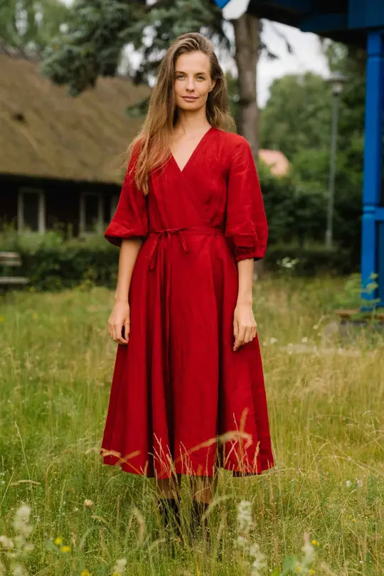 Gaia - Linen Wrap Dress