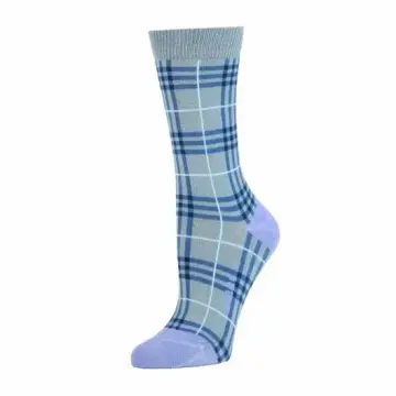 Simple Plaid Crew Sock in Lead
