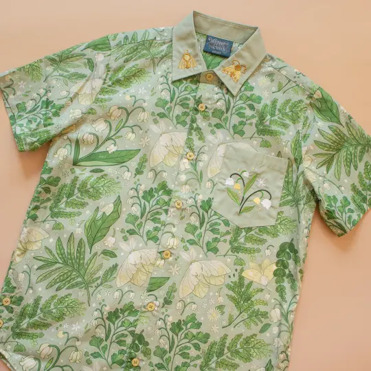 PREORDER [EMBROIDERED BUTTON DOWN SHIRT] Moth & Fern