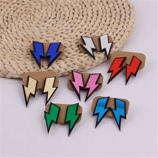 Metallic Lightning Bolt Party Earrings