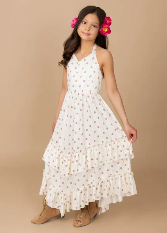Jenny Dress in Pink Floral Dot