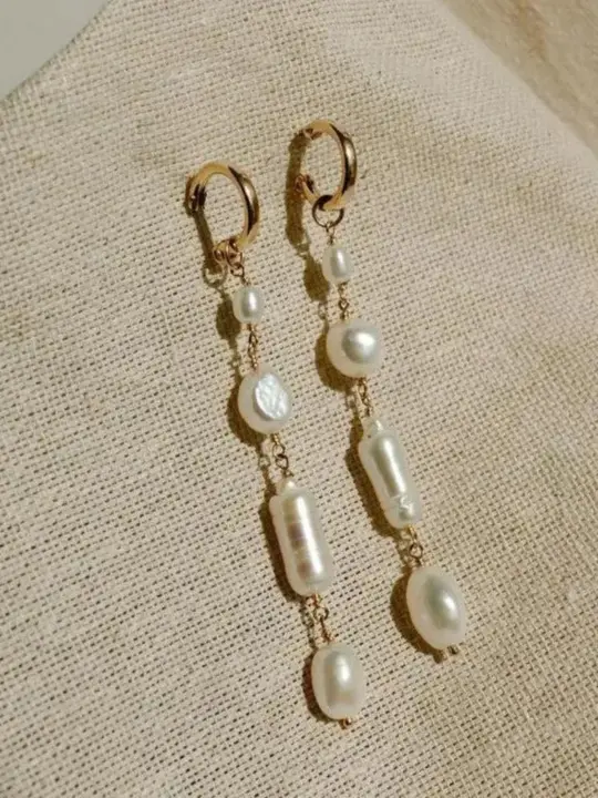 Pearl Drop Hoop Earrings
