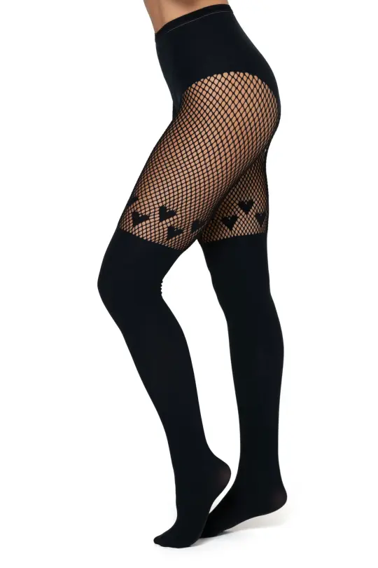 Black Hearts Suspender Hosiery