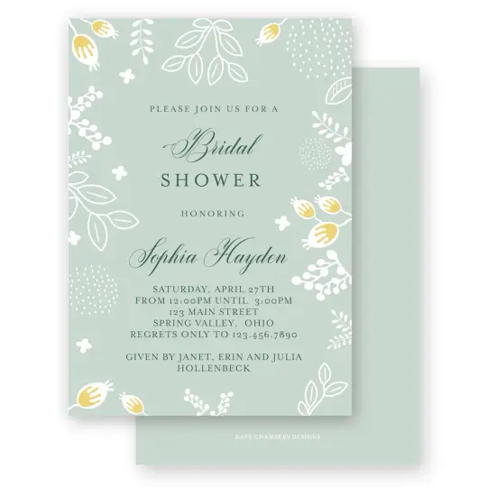 Mint Floral Bridal Shower Invitation