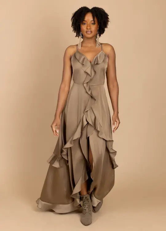 Allona Dress in Taupe