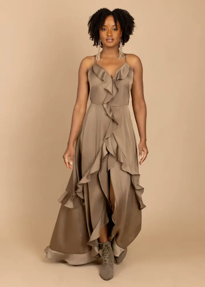 Allona Dress in Taupe