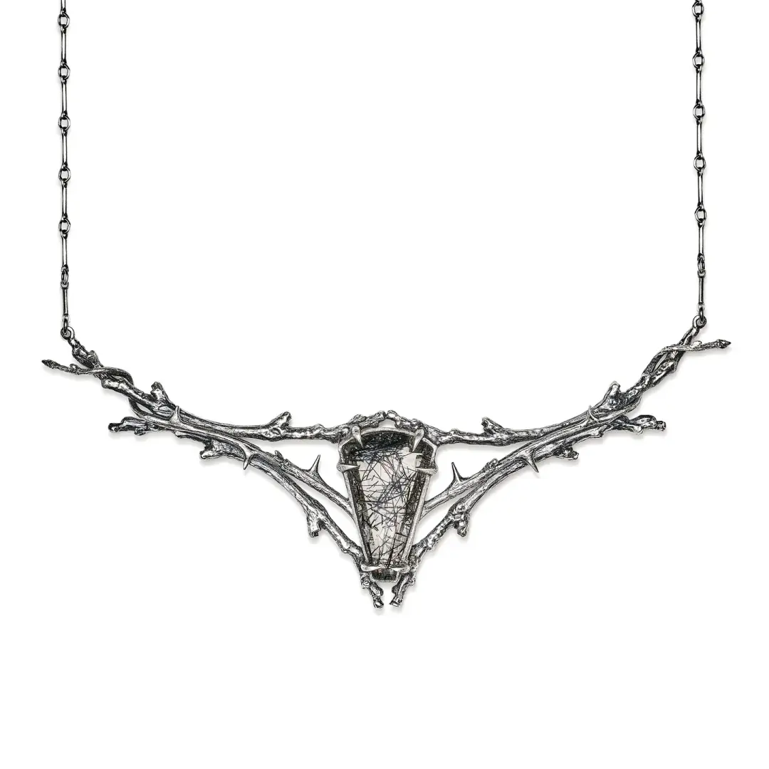 Into the Woods. Rosa Canina and Alder. Tourmalated Quartz Collar.