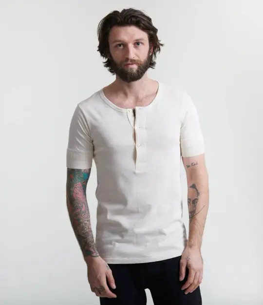 207 Loopwheeled Classic Fit Midweight Short Sleeve Henley
