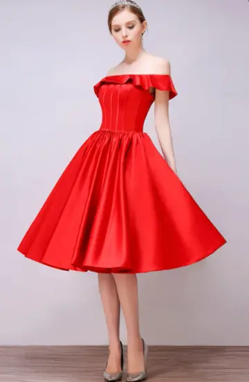 Vibrant Red Homecoming Dress , Silky Satin Corset Short Prom Dress RS1699