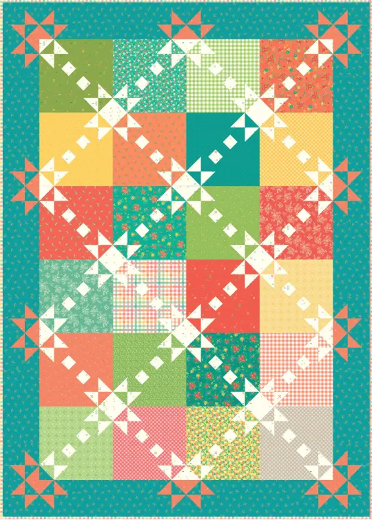 Sashiko Stars Kit in Gingham Cottage