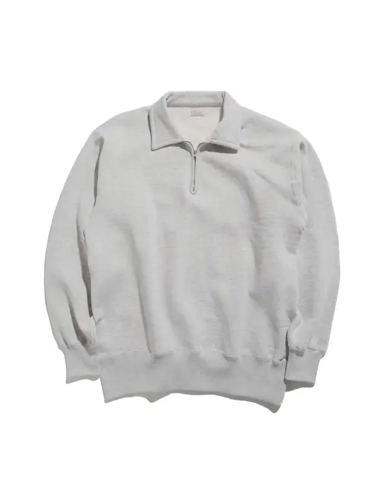 The Real McCoy’s MC24115 10 Oz. Loopwheel 1/4 Zip Sweatshirt Snow Gray