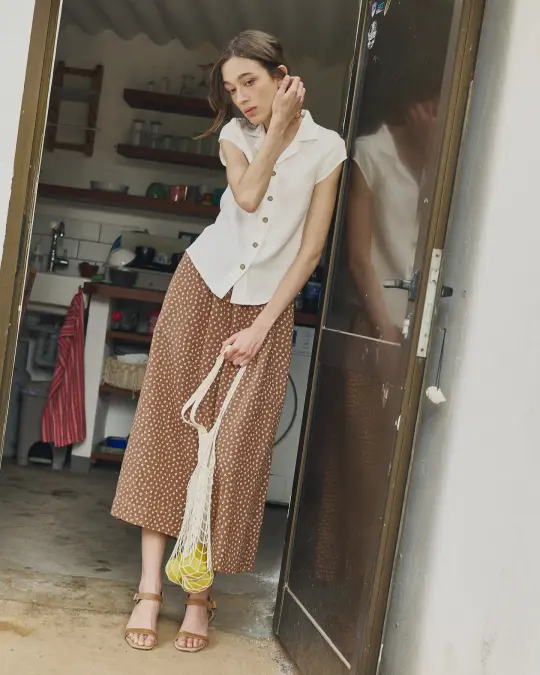 SION gathered linen skirt