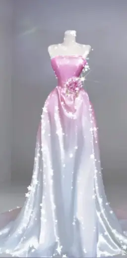 Pink gradient strapless fitted waist long ball gown R6462