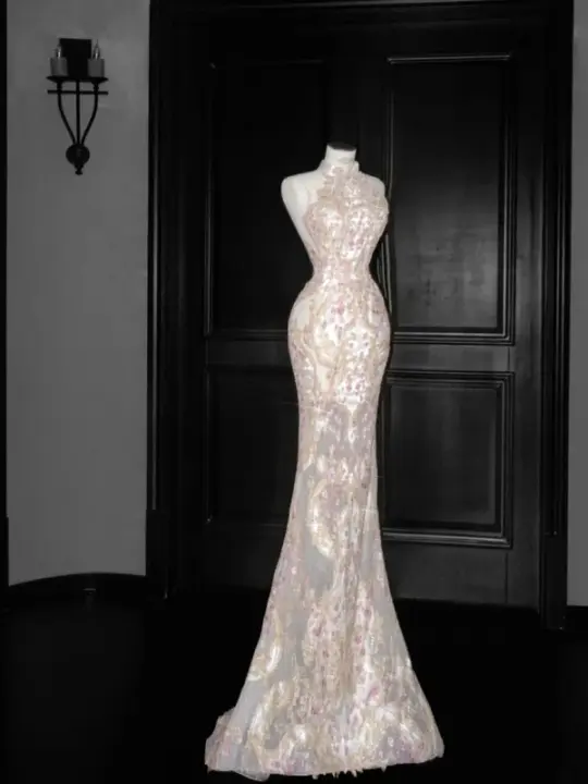 Chinese style slim waist sexy embroidered pattern long skirt, prom dress R5623