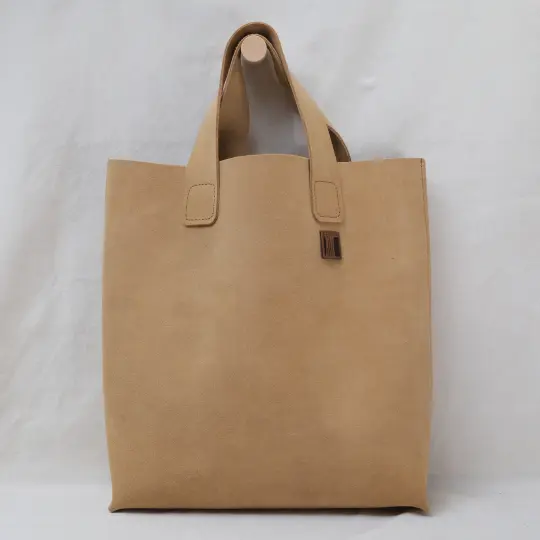 Slouchy Large Suede Tote in butter