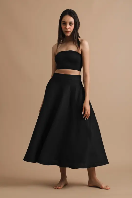 A line linen skirt