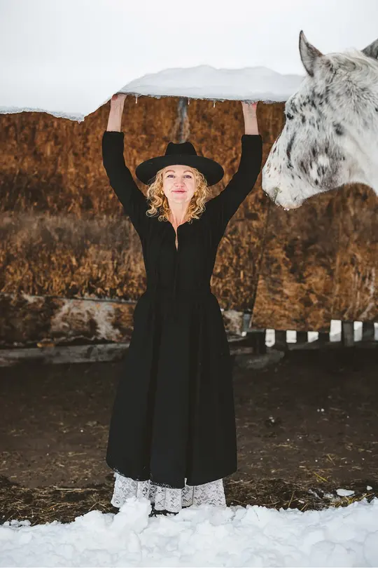 Merino Wool Rosemary Dress in New Moon- XL
