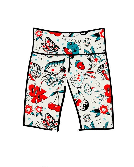 High Rise Bike Shorts Inked Up