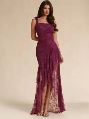Retro Purple Prom Gown ,Hi-Lo Corset Elegant Maxi Summer Dress Cocktail Dress RS1270