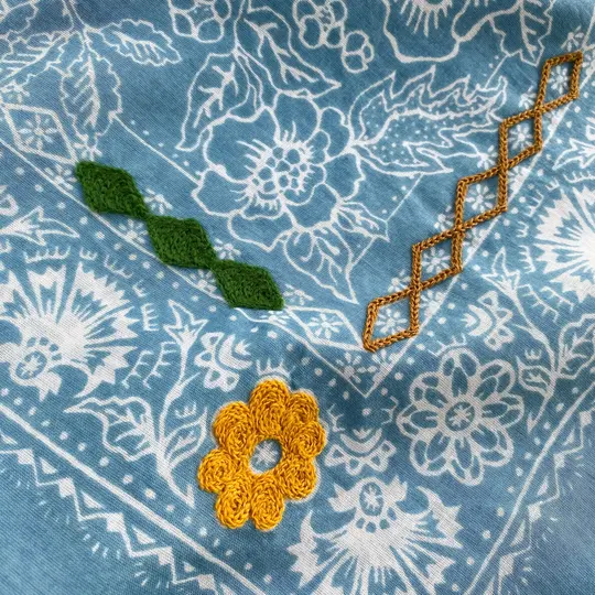 Embroidered Cotton Bandana | Rosey - Faded Blue