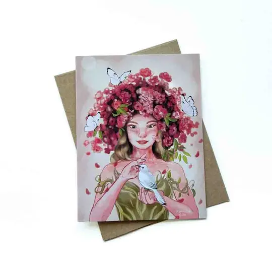 Pink Flower Nymph Card, Wholesale 6 Pack