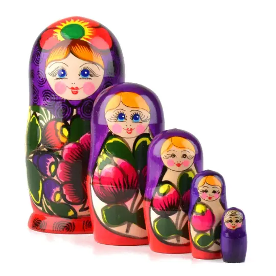 Purple & Red Maiden Nested Doll