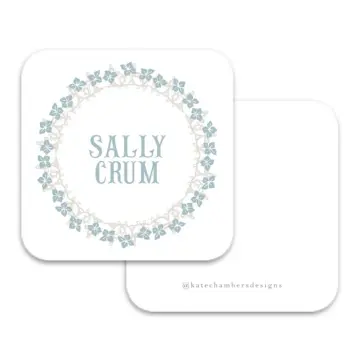 Teal Floral Square Enclosure Card