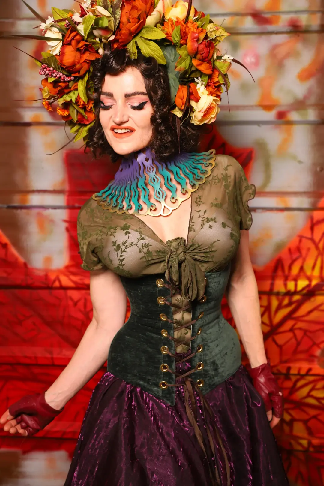 38. Wench Corset in Evergreen Velvet -  The Fall Fabulosity! Collection
