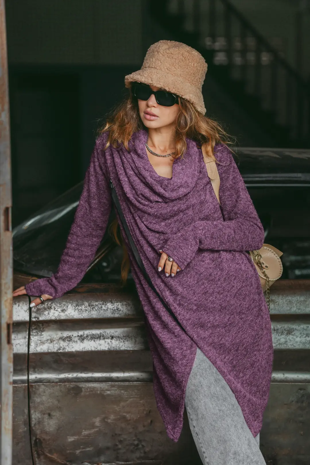 Cowl Neck Sweater Achara Purple