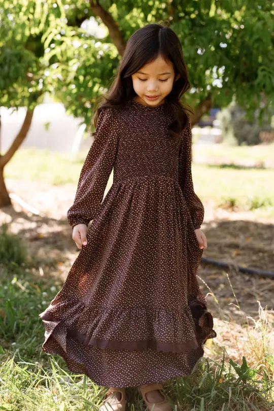 Mini Presley Maxi Dress in Mahogany Ditsy