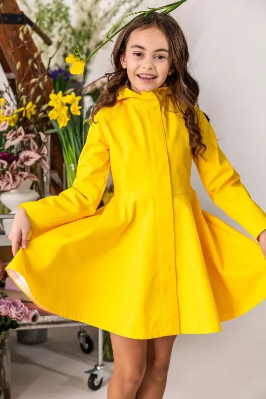 Girls' Yellow Coat with Hood | Yellow Sun
