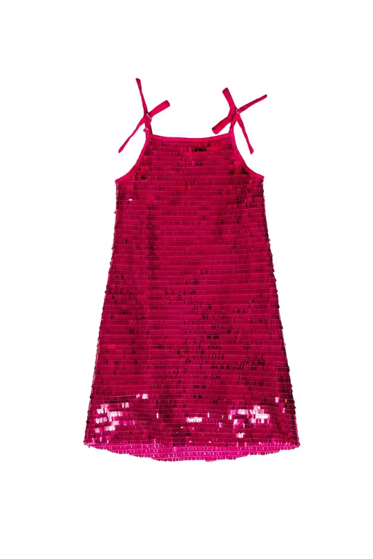 Mini Zelda Dress in Fuchsia Shingle Sequin