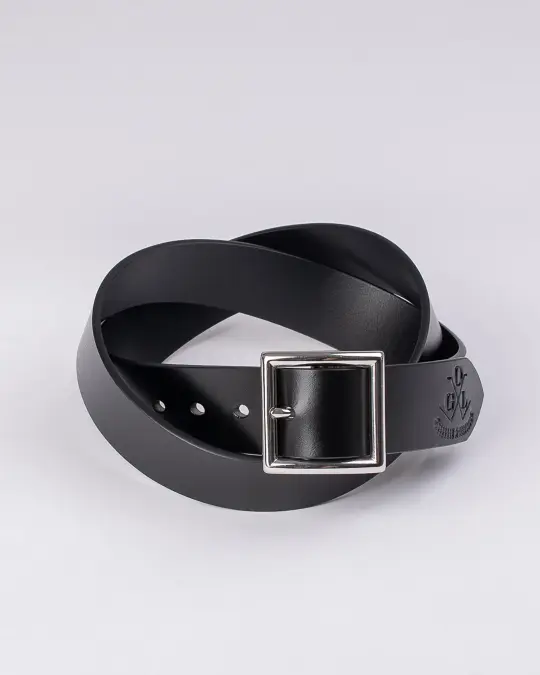 OGL Vintage Buckle Leather Belt - Black