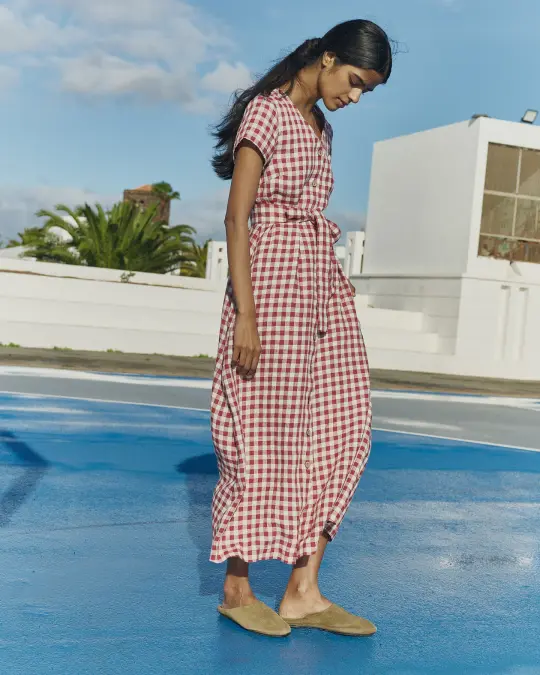 CHORA maxi button-down linen dress