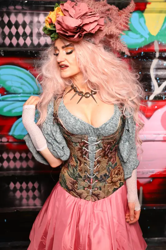 Marie Overbust Corset in Victorian Parlor Rose - The Darling Dolly Collection