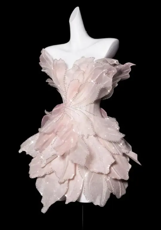 Pink flower design sparkling diamond irregular skirt homecoming dress R2558
